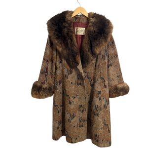 Vintage Penny Lane Tapestry Faux Fur Coat